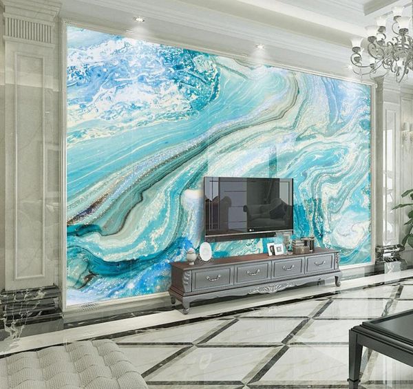 Carte da parati Bacaz Carta da parati geometrica con texture di marmo di grandi dimensioni Murales per TV Sfondo Decor Wall Art Adesivi di carta 3d