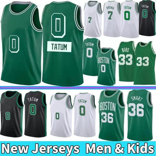 Maglie da basket personalizzate Uomo Youth Kids 0 Jayson Tatum 75th Anniversary Jaylen 7 Brown Marcus 36 Smart retro Jersey Camicie Wear