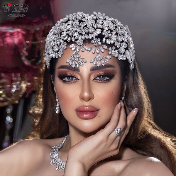 Festiva Silver Wedding Tiara Fronta Diamond Teste da sposa Rina di corona con corona di capelli per i capelli Accessori per capelli da sposa HP430 HP430