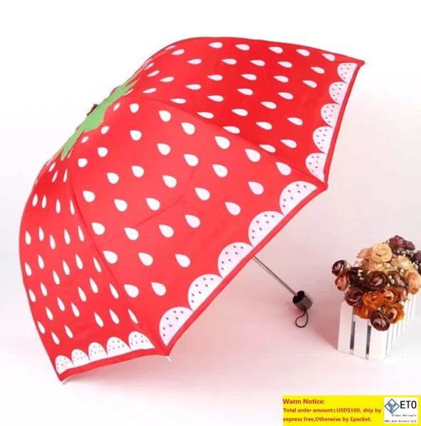 Guarda-chuvas de morango criativo de mão manual manual manualmente, guarda-chuvas, padroniza de morango, guarda-chuva de chuva