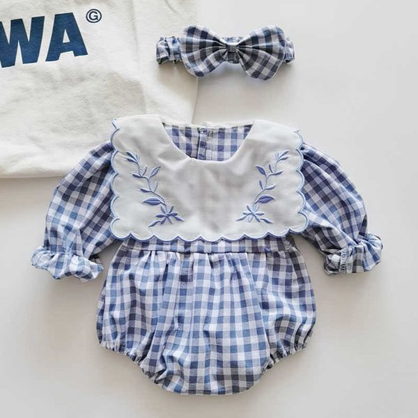 Vestidos da menina primavera bebê recém-nascido meninas irmã bordado grade vestido criança macacão roupas de bebê infantil meninas manga longa crianças vestido