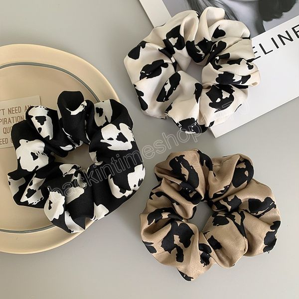 Coreano donna retrò stampa floreale elastici fascia per capelli scrunchies tinta unita cravatte per capelli coda di cavallo da donna accessori per capelli