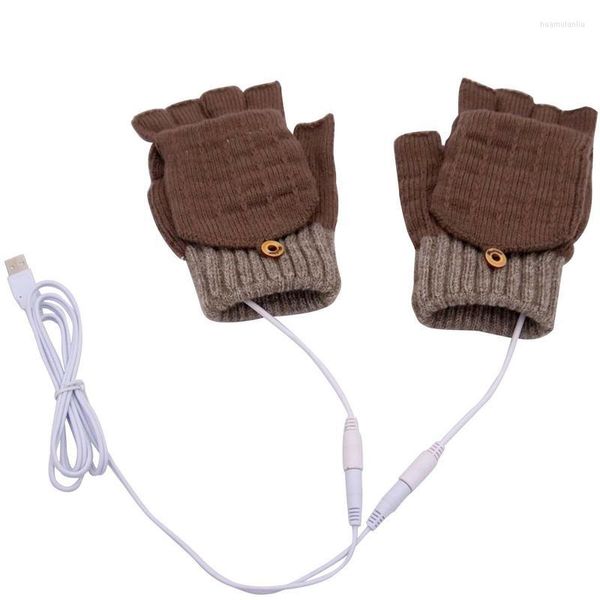 Guanti sportivi Scaldamani USB senza dita riscaldati Riscaldamento a doppia faccia Inverno Caldo Laptop Mezza maglia