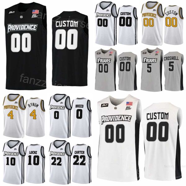 Providence Friars 23 Bryce Hopkins Jerseys College Basketball 5 Ed Croswell 22 Devin Carter 10 Noah Locke 4 Jared Bynum 0 Alyn Breed Embroidery NCAA Uomo Donna Gioventù
