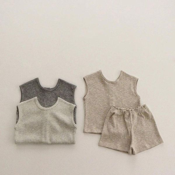 Completi di abbigliamento Set di vestiti per bambina e neonato Top a maniche lunghe in cotone estivo Pantaloncini Canotta nata Casual 2 pezzi / set