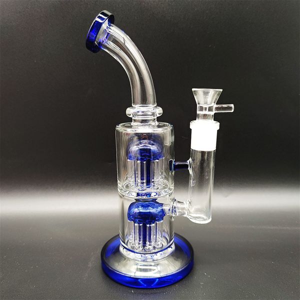 11 pollici Bong inebriante Doppio strato Jelly Fish Filtro Pipa ad acqua in vetro blu Bong Tubi per narghilè Bong Bottiglie d'acqua Dab Rig Tubo dell'acqua Dimensioni 18mm Giunto femmina