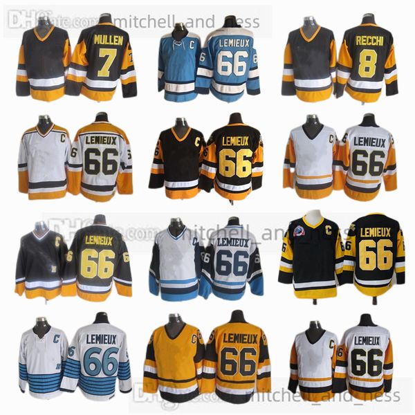 66 Lemieux Movie Vintage Hockey Jersey Retro CCM Embroidery 8 Mark Recchi 7 Joe Mullen All-Star Jerseys