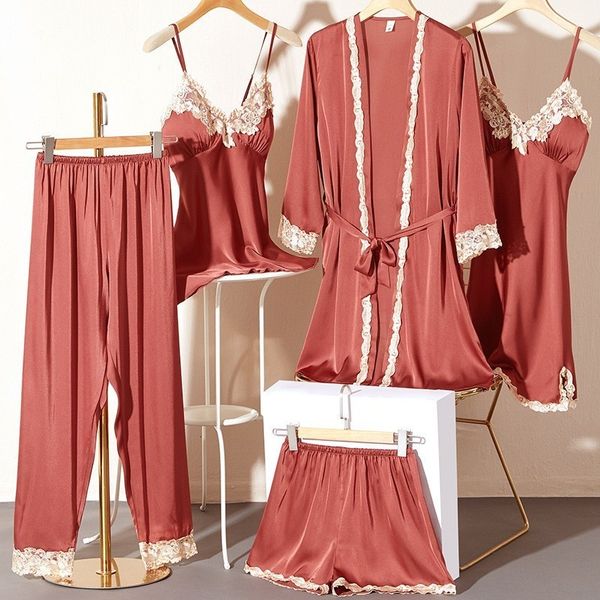 Pijamas de pãezinhos de roupas de sono femininas 5pcs