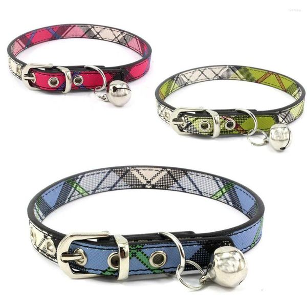 Hundehalsbänder Glocken Haustier Plaid Druckhalsband Niedliche kleine und mittlere Teddy Junge Erwachsene Katze Halsband S M L