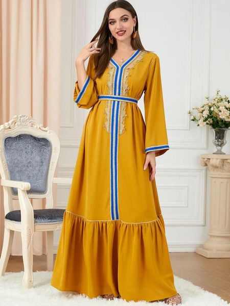 Plus Size Kleider Party Prom Abayas Türkei Brautkleid Robe Solide Elegante Damen Bodenlanges Abendkleid LOSE Herbst