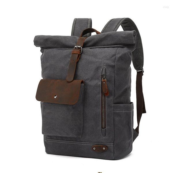 Zaino in stile vintage uomo borsa per laptop sacca da viaggio all'aperto tela di grande capacità straniera di alta qualità di alta qualità