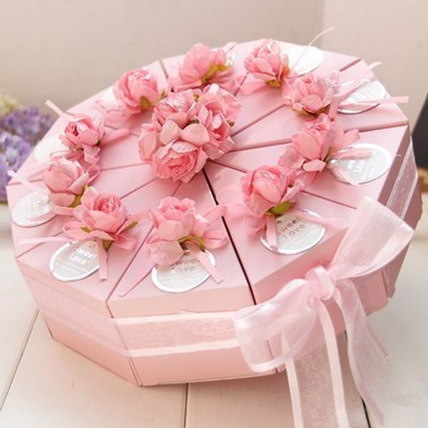 Altri articoli per feste di eventi 20 pezzi blu/rosa fiore triangolare torta stile festa nuziale scatole di caramelle scatole di cioccolatini confezione regalo bomboniera 230321