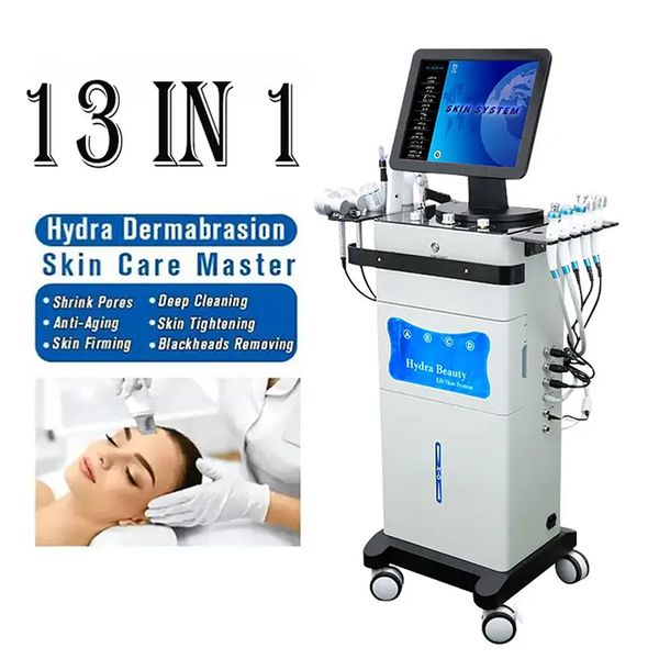 Su Oksijen Jet Cilt Pırlanta Dermabrazyon Makinesi Temizleme Hidro Dermabrazyon Hydra Yüz Makinesi 13 İçinde 1 Su Peksing Cihazı Siyah Kırıntılar Sökme Derin Temizleme