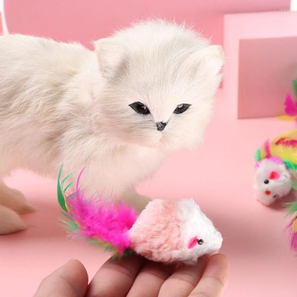 Кошачьи игрушки мини -красочная плюшевая ложная мышь для кошек коття