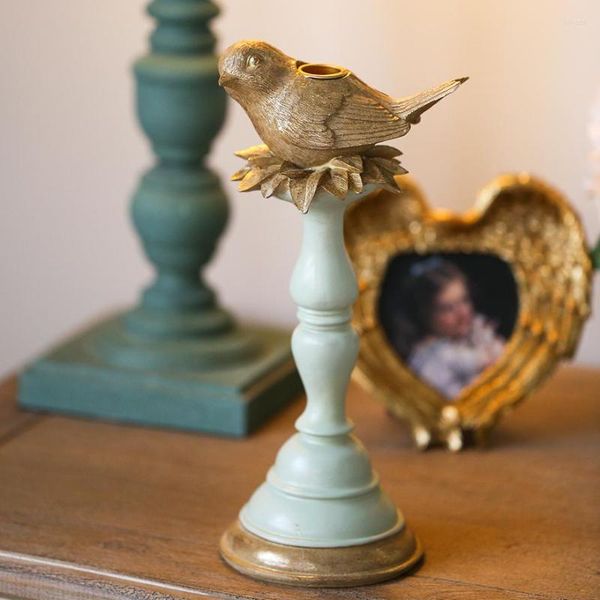 Candle Holders Limited Goldener Vogelsäulenartiger Kerzenständer im amerikanischen Stil für Zuhause, Wohnzimmer, Tischdekoration, Garten