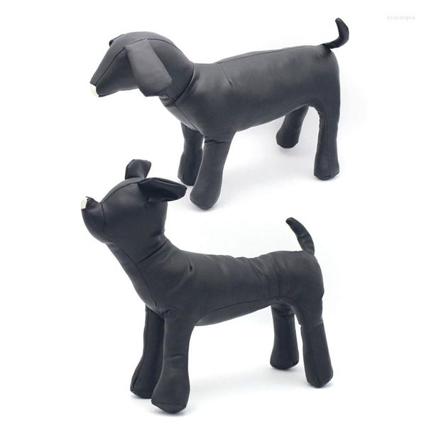 Trajes de gato 2 PCs Leather Dog Mannequins Modelos de Posição Soldada Toys Pet Animal Shop Display Mannequin Black M S