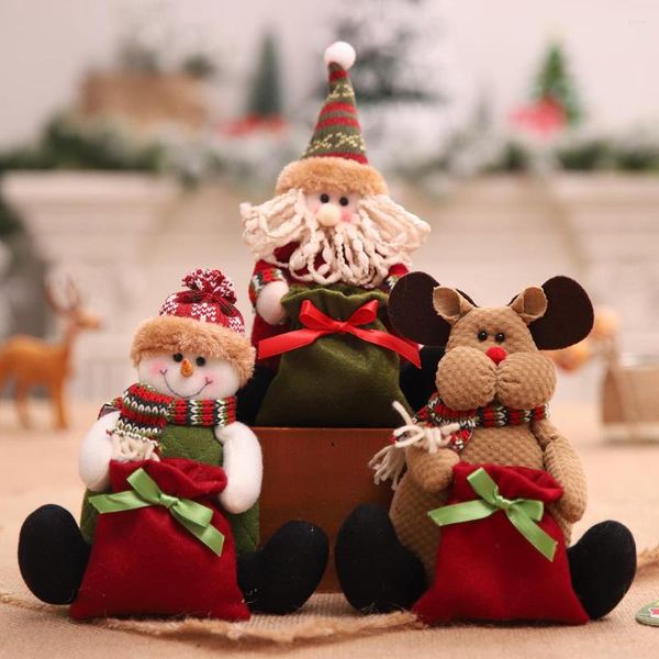 Decorações de Natal 1pc para boneca em casa boneca portátil saco de maçã para crianças Candy Papai Noel Presente