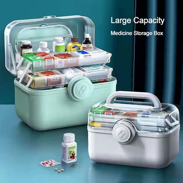 Scatole di immagazzinaggio Contenitori Kit di pronto soccorso portatile multifunzionale Scatola portaoggetti per pillole Custodia per contenitori di emergenza per famiglie ad alta capacità Custodia per medicinali 230321