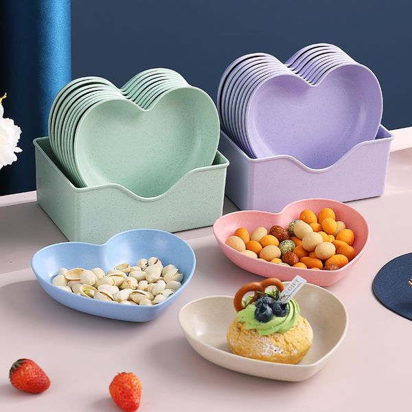 Piatti Piatti 5 PZ Creativo Amore Cuore Sputare Osso Per Uso Domestico Plastica Per Uso Alimentare Rotondo Quadrato Set Tavolo Da Pranzo Piatto di Immondizia 230320