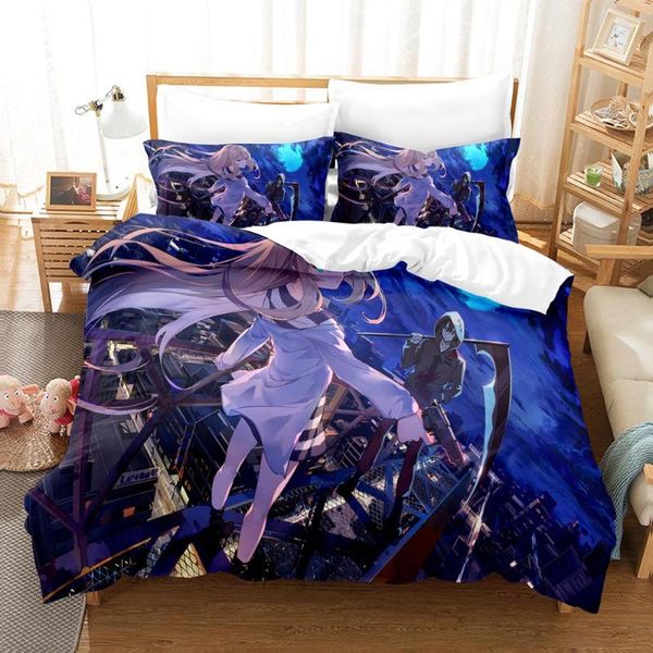 Bettwäsche -Sets Engel des Todessatzes Cartoon Anime Duvet Cover Ray Isaac Pflegebett Leinen mit Kissenbezügen für Kinder Teenager Schlafzimmerdekoration