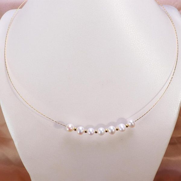 Catene all'ingrosso Collana di perle naturali coltivate d'acqua dolce di dimensioni reali da 7-8 mm Bel regalo per feste per donne e ragazze