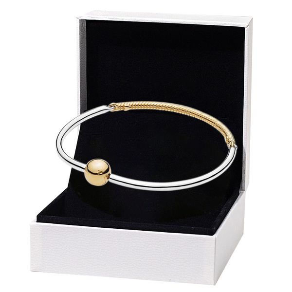 Vergoldeter Schlangenketten-Glieder-Armreif für Pandora, 925er Sterlingsilber, Hochzeitsfeier, Schmuck für Frauen, Freundin, Geschenk, Designer-Armbänder mit Originalverpackung