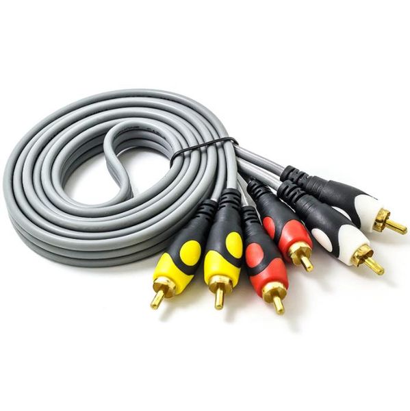 Cavo audio 1.5M 3M 5M 10M Cavo audio grigio rame puro Cavo per altoparlanti Cavo 3.5/2RCA diametro esterno 13,5 mm di spessore