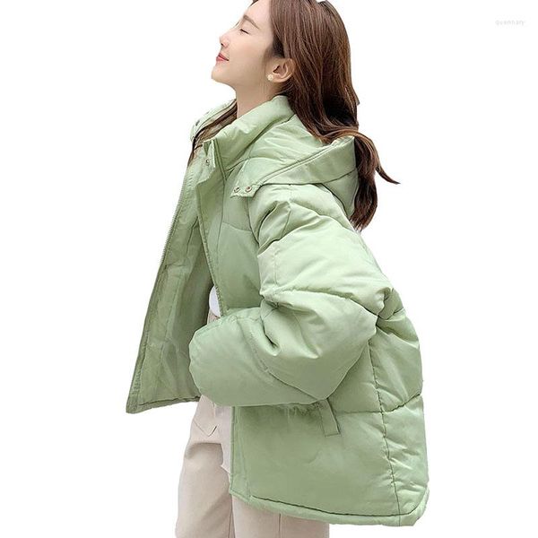 Trench da donna Piumino Parker Piumino corto invernale da donna Soprabito con cappuccio Ms. Hong Kong Stile Studente sciolto Pane di cotone Coreano Lungo