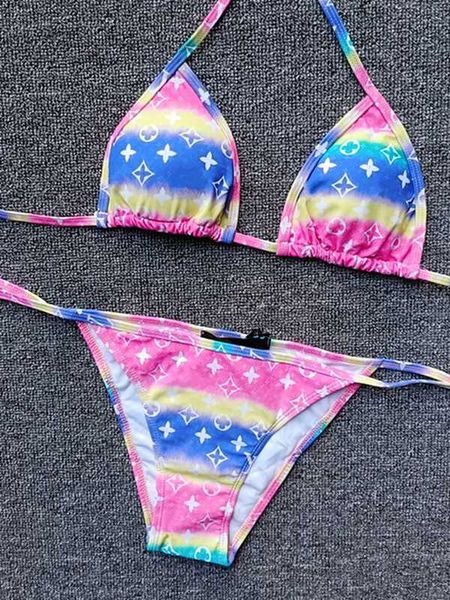 Menas de banho feminina Popular 2023 Women Classic Letter Padrão imprimir sexy verão duas peças Toofamento de maiô Fashion Bikinis Styles Tamanho do traje de banho: S ~ xl a33 qsy6