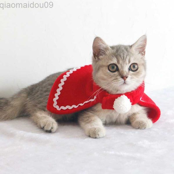 Costumi per gatti Natale Vestiti per animali Felice Anno Nuovo Articoli per animali Autunno Inverno Peluche Cane rosso Gatto Cappello Mantello Sciarpa Fascia Natale Ornamenti per animali AA230321