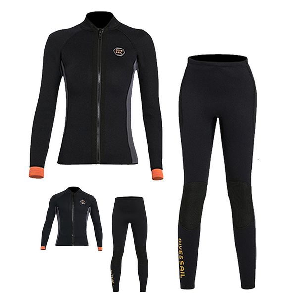 Wetsuits Drysuits 3mm Neopren Dalış Takım Dalış Takım Erkek ve Kadınlar için Ceket Profesyonel Dalış Kititerfing Giysileri Pantolon Takım Ön Zip 230320