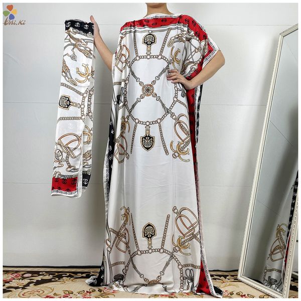 Vendita di abbigliamento etnico Moda classica Abbigliamento africano dashiki robe tessuto di seta abito da donna stampato in 2 pezzi MS222 230322