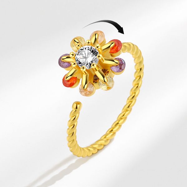 Anello colorato tesoro rotante anello girevole zircone anello gioielli femmina all'ingrosso