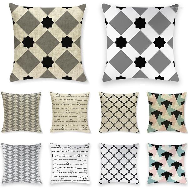 Cuscino 45x45cm Cover Geometric Case Nordic Throw Pillows Covers Grey Square Pillowslip Home Supplies Car Decor 2023