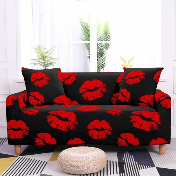 Stuhlhussen Nordic Red Lips Sexy Wohnzimmer Sofabezug Home Dekoration Elastischer L-förmiger Sessel Waschbarer Sitz