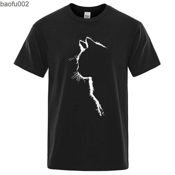 Camisetas masculinas camisetas de algodão para homens impressos gatos de gato de gato camisetas de verão t-shirt masculino masculino de rua de hip hop tops tees engraçados w0322