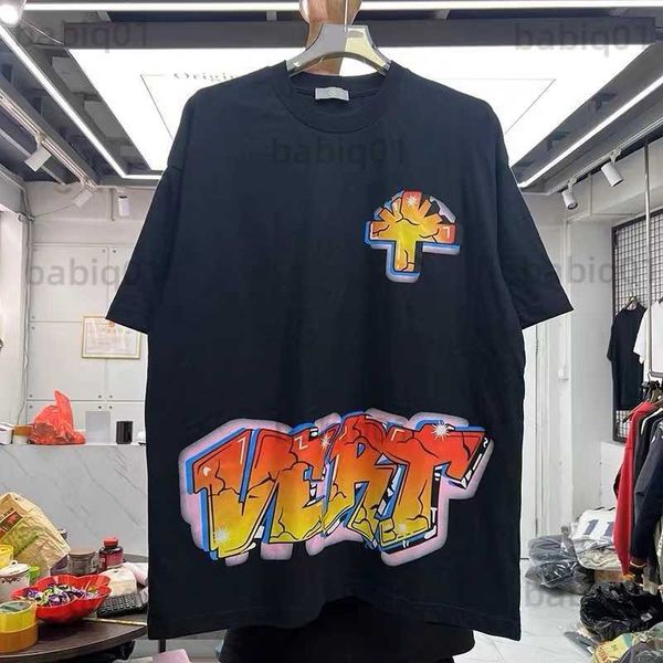 Herren-T-Shirts mit kurzem Ärmeln mit Buchstaben Crack Effect T230321 gedruckt