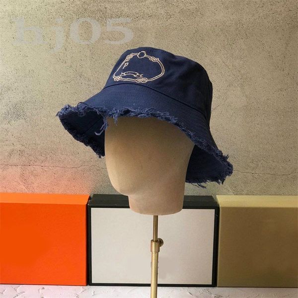 Designer Chapéu de caçamba Sol ProofL Hat hat algodão forro de algodão quebrado largura de aba larga retro cor sólida cor de jeans de jeans táxs de grife de grife de grife de designer pj052 c23