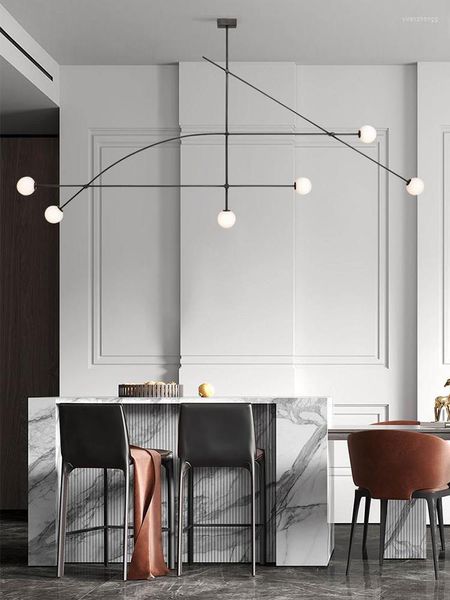 Avizeler Nordic Art Line Led Chandelier Geometrik İç Aydınlatma Restoran Bar Ön Büro Dekorasyonu