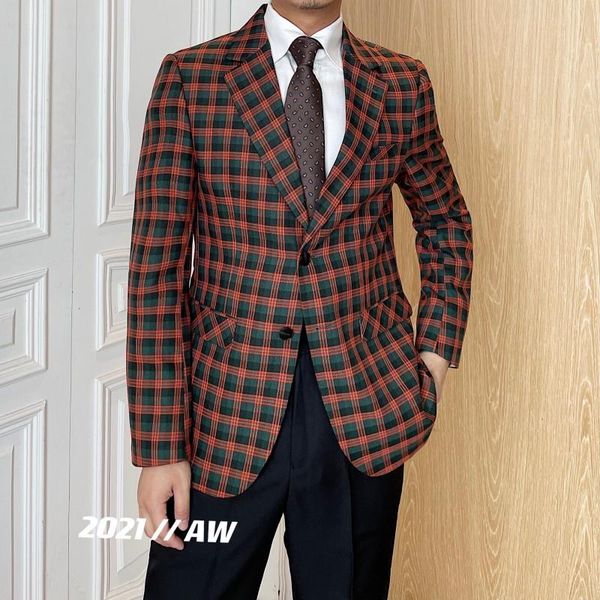 Ternos masculinos Blazers Autumn Design original Houndstooth Casual Casual Casual Jacket Gentleman Temperament Wedding Business Dress Casacos