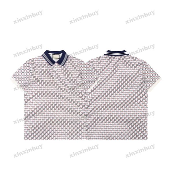 xinxinbuy Herren Designer T-Shirt 23ss Paris V-Ausschnitt Tiger Früchte Stickerei Kurzarm Baumwolle Damen Schwarz Weiß Blau Rot M-2XL