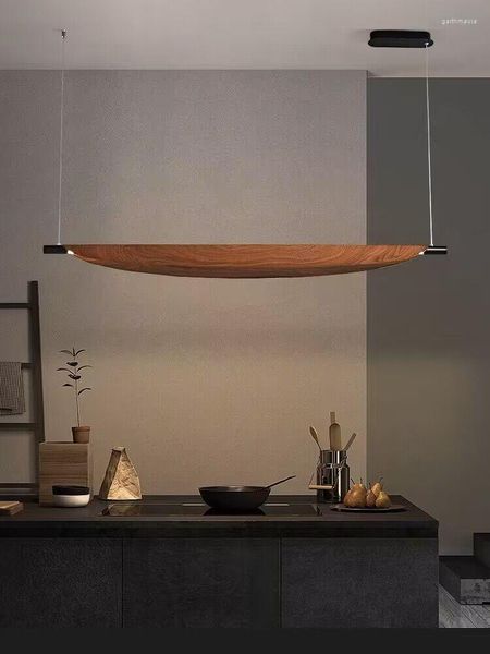 Lampadari Moderni Lampadari da tavolo semplici Strisce Lampade da cucina in legno Decorazione domestica Illuminazione per interni