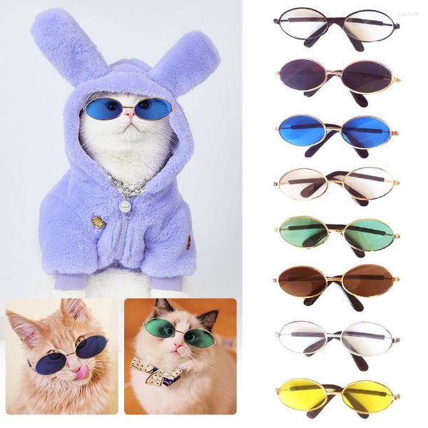 Kedi Kostümleri Yakışıklı Güzel Vintage Güneş Gözlüğü Yansıma Göz Aşınma Gözlükleri Küçük Köpek Pet Pos Ürünleri Props Accessories