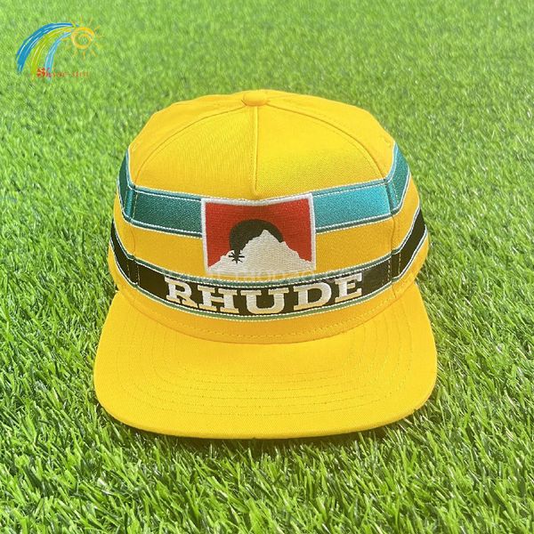 Rhude Ball Caps Yellow Rhude Racing Cap Designer Uomini Donne di alta qualità Mountain Rhude Cap Heavyweight Canvas Cappelli da baseball Cappelli da baseball Fashion Classic Trendy Brand 187