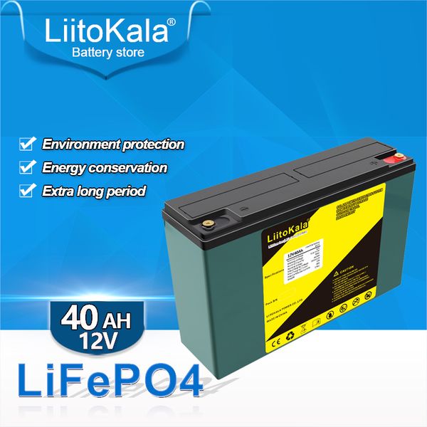 Liitokala 12,8V 40AH LIFEPO4 Bateria de lítio Fosfato de ferro 12V 24V LIFEPO4 Bateria recarregável para Scooters Kid Scooters Boat Motor