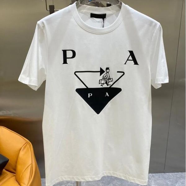 2024 Orijinal Stil Marka Sıradan Erkek Tişörtler Üstler Pamuk Nefes Alabilir Üçgen Tasarımcı Gömlek Çift İnce Fit Müret