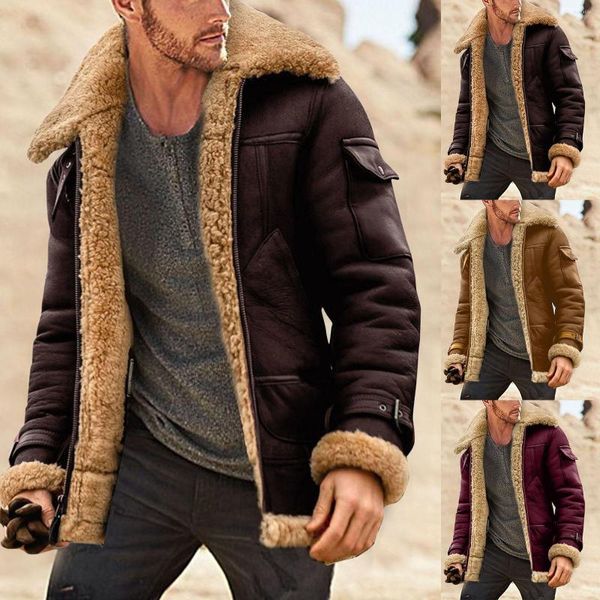 Giacche da uomo Giacca 5xl Cappotto invernale da uomo Collo con risvolto Manica lunga Imbottito in pelle Casual Leggero Cappotti da stadio Per