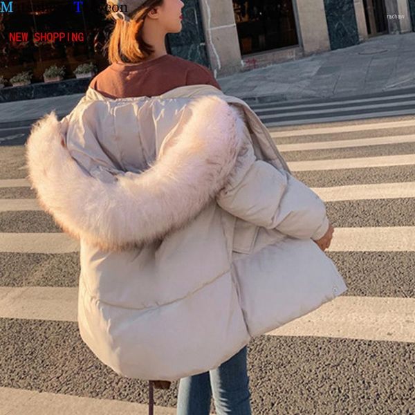 Casacos de trincheira feminina 2023 Winter Fashion Parka Capeled Jacket Mulheres à prova de vento espesso quente Ultra Light coreano solto por atacado