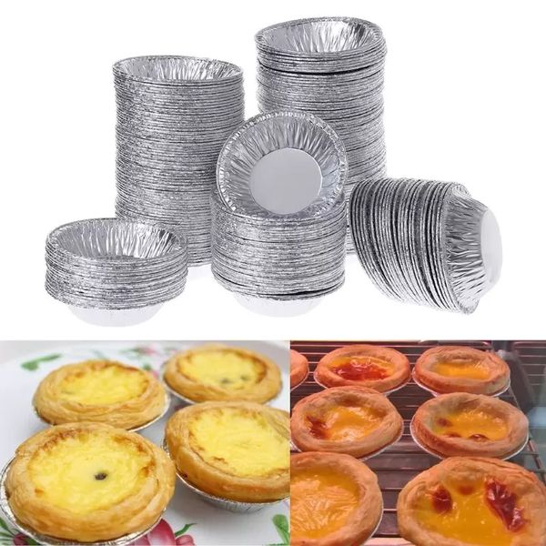 250 pz/lotto Usa E Getta Tazze di Foglio di Alluminio di Cottura Cuocere Muffin Cupcake Stampo di Latta Rotondo Uovo Crostata Scatole
