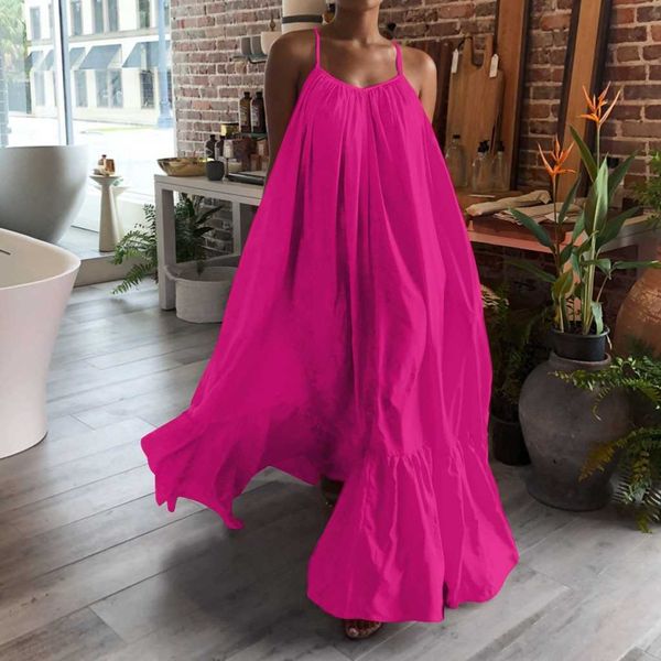 Vestidos de festa Mulheres Camisole Maxi Summer Summer Spaghetti Strap Solte lixo Vestido Big Swing Big Swing Robe de chão Y2303